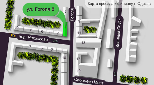Карта проезда к филиалу г. Одессы